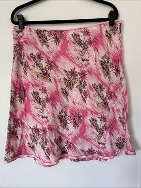 Y2K Pink Tropical Print A-Line Skirt